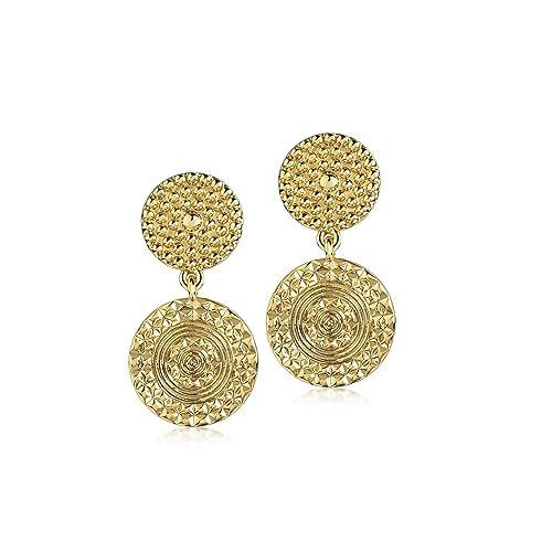 DJADEE Damen Ohrringe Gold 18k vergoldet Hänger Plättchen Hypoallergen Waterdrop Earrings for Women Vergoldete Ohrringe Wasserfest Messing 18 Karat gestempelt von DJADEE