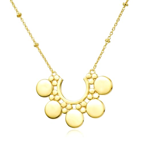 DJADEE Damenkette mit Blumenanhänger vergoldet, 750 Gold 18 Karat, wasserfest, hypoallergen, Kette Anhänger, 18 Karat gestempelt (Gold) von DJADEE