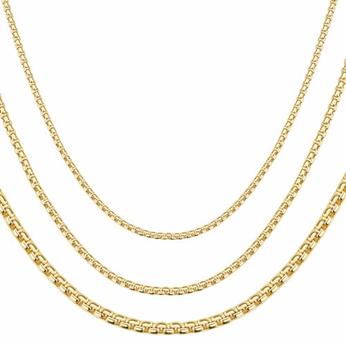 DJADEE Venezianerkette vergoldet 999er Gold 24 Karat, Länge 40-80 cm, 2, 3, 4, 5 mm breit, wasserfest, nickelfrei, Kette (2 mm x 40 cm) von DJADEE