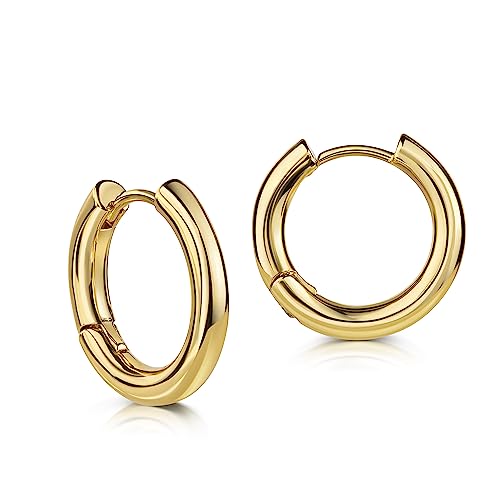 DJADEE Simple Elegance Ohrringe Creolen Gold 24 Karat vergoldet Damen Vergoldete Wasserfest Hypoallergen 14 18 20 mm (14 mm) von DJADEE