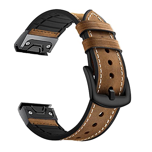 DJDLFA 22 26 mm Sportarmband für Garmin Fenix 6 6S 6X Pro 5X 5 Plus 3HR 935 S60 D2 Enduro Schnellverschluss-Lederarmband Correa, 26mm Fenix 6X 6XPlus, Achat von DJDLFA