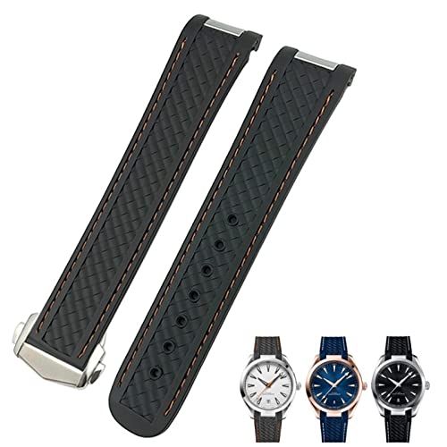 DJDLFA Gummi-Uhrenarmband mit gebogenem Ende, 19 mm, 20 mm, passend für Omega Seamaster 300 AT150 Aqua Terra 8900 Speedmaster Silikon-Uhrenarmbandwerkzeuge, 20 mm, Achat von DJDLFA