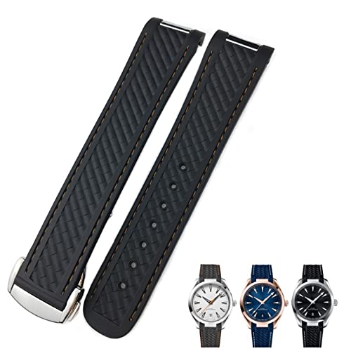 DJDLFA Gummi-Uhrenarmband mit gebogenem Ende, 19 mm, 20 mm, passend für Omega Seamaster 300 AT150 Aqua Terra 8900 Speedmaster Silikon-Uhrenarmbandwerkzeuge, 20 mm, Achat von DJDLFA