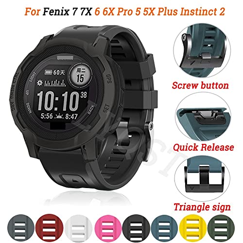 DJDLFA Silikon-Uhrenarmband für Garmin Fenix 6X 6 Pro 7X 7 Easyfit Armband Fenix 5 5X Plus Epix MK1 Smartwatch, 22 Stück, 26 mm, Achat von DJDLFA