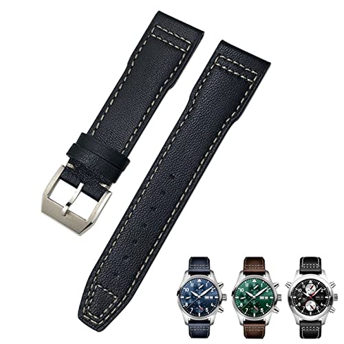 DJDLFA Uhrenarmband aus Rindsleder, 20 mm, 21 mm, geeignet für IWC-Pilotenuhren, Portugieser-Armbänder Mark 18, weiches blaues Armband, 21 mm, Achat von DJDLFA