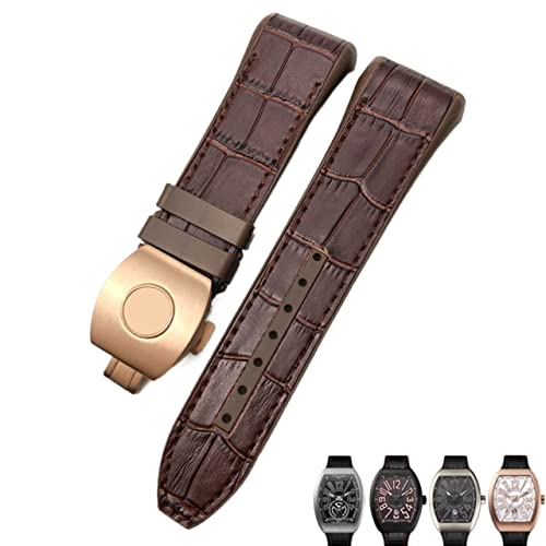 DJDLFA Uhrenarmband für Franck Muller, 28 mm, Rindsleder, Silikon, Nylon-Gummi, Faltschnalle, Uhrenarmbänder für Herren, 28mm, Achat von DJDLFA