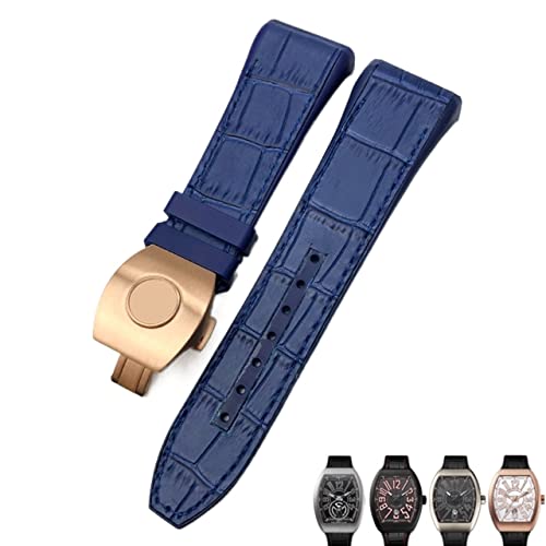 DJDLFA Uhrenarmband für Franck Muller, 28 mm, Rindsleder, Silikon, Nylon-Gummi, Faltschnalle, Uhrenarmbänder für Herren, 28mm, Achat von DJDLFA