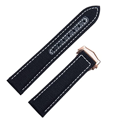 DJDLFA Uhrenarmband für Omega Strap 300 AT150, Stoffleder, Aqua Terra 150, Faltschließe, 20 mm, 22 mm, Nylon-Canvas-Uhrenarmband, 22 mm, Achat von DJDLFA