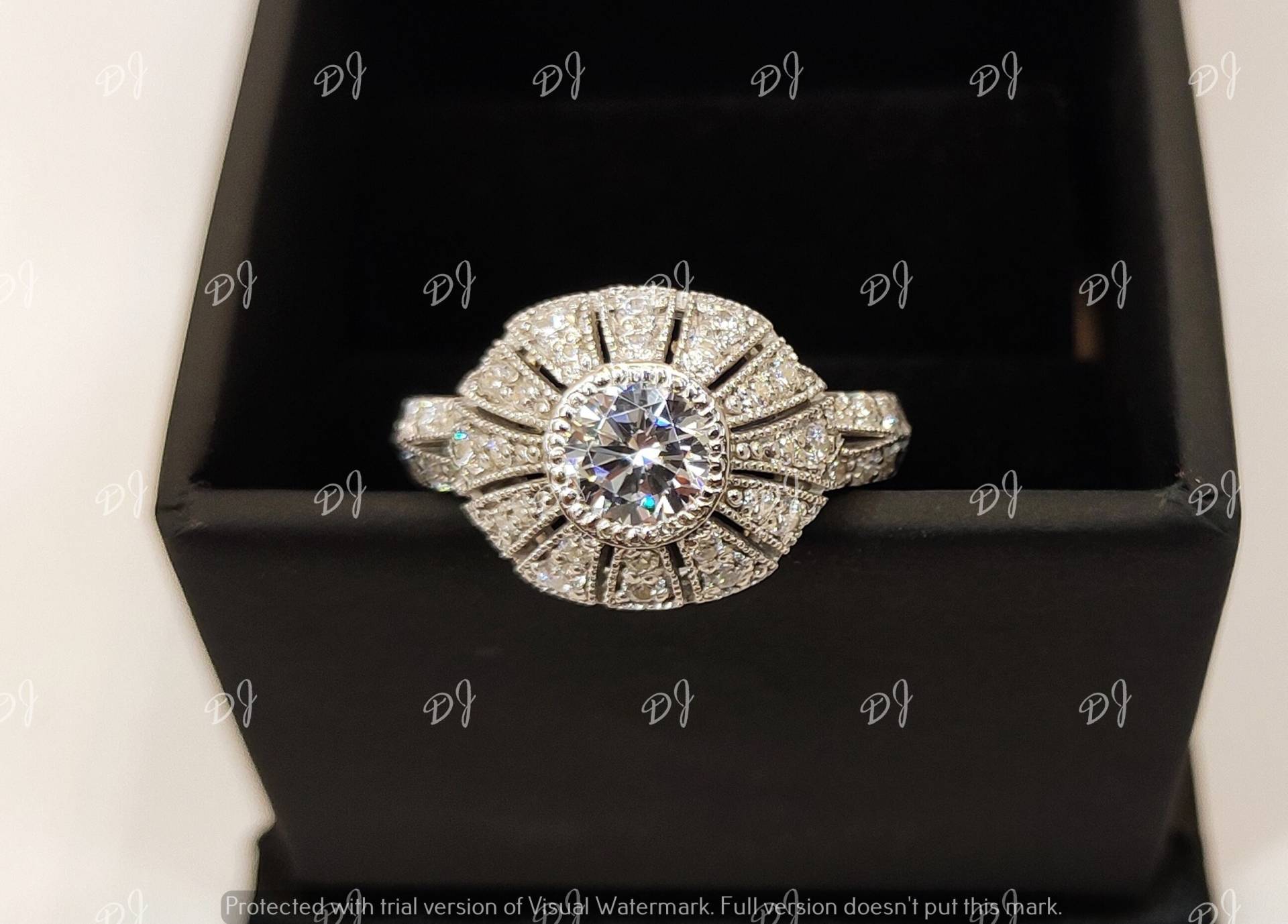 1930Er Antiker Verlobungsring Aus 925 Sterling Silber Mit 2.3Ct Diamant Im Rundschliff, Ehering, Ring von DJJEWEL925