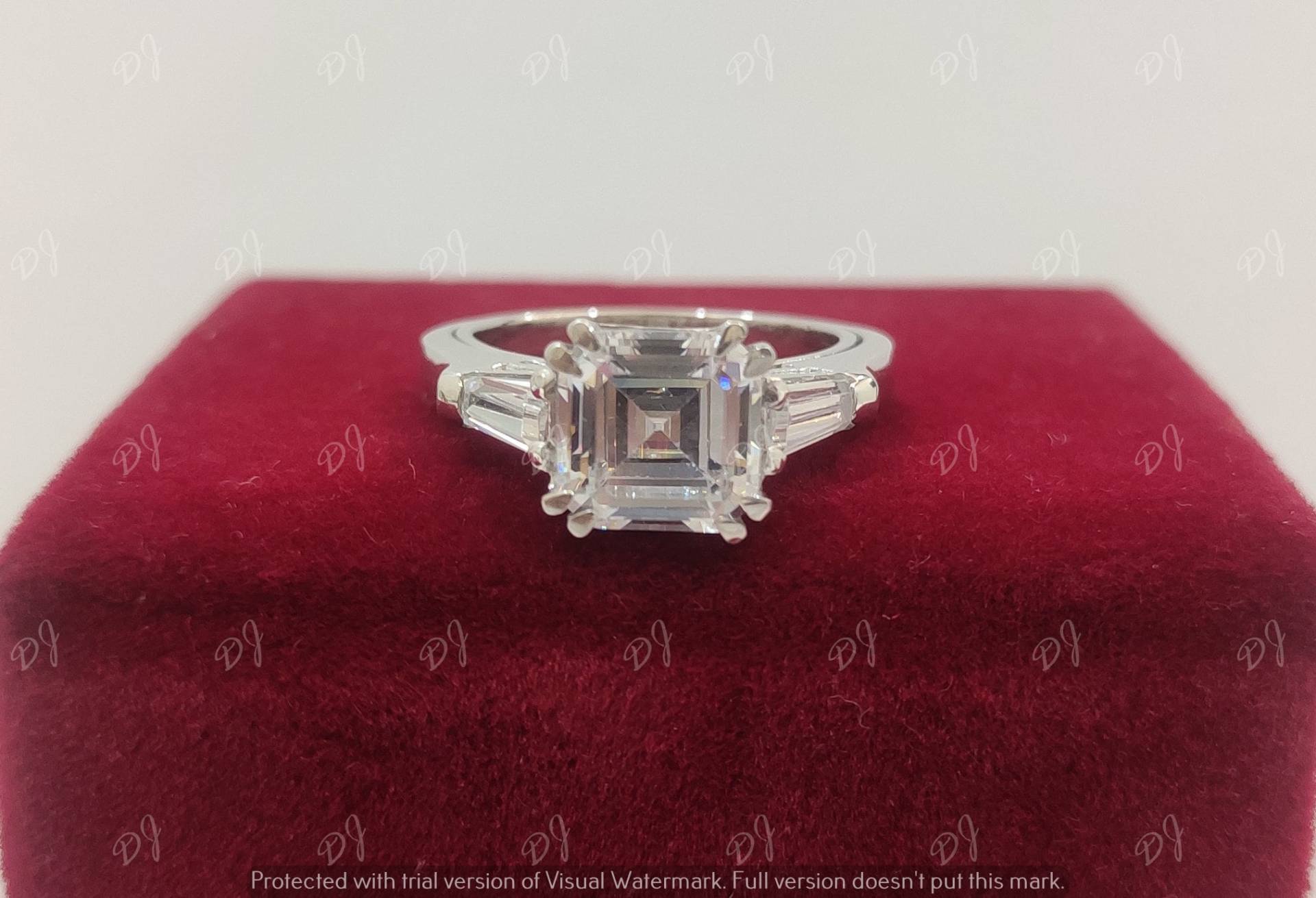 Vintage 2.40Ct Asscher Cut Diamant Verlobungsring in 925 Sterling Silber, Ehering, Solitärring, Antiker von DJJEWEL925