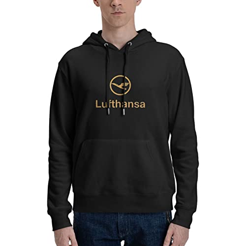 DJNGN Lufthansa Herren Hoodies Schwarz Sweatshirt Langarm Pullover Kostüm für Männer und Frauen,Teenager Geschenk Lässiger Sportpullover von DJNGN