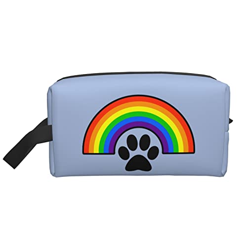 Dog Paw Rainbow Light Blue Make-up-Tasche Reise-Toilettenartikel Make-up-Organizer Reisen Große Kapazität Tragbare Reise-Kosmetiktaschen für Frauen Mädchen von DJNGN