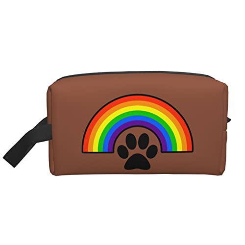 Make-up-Tasche mit Hundepfote, Regenbogenbraun, Reise-Toilettenartikel, Make-up-Organizer, große Kapazität, tragbare Reise-Kosmetiktaschen für Frauen und Mädchen von DJNGN