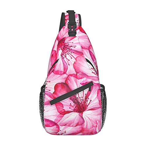 Rote Blumen-Schultertasche, Brusttasche, Tagesrucksack, Umhängetasche für Reisen, Sport, Laufen, Wandern von DJNGN