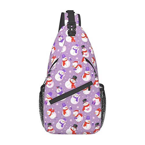 Snowman Christmas Sling Bag, Chest Bag Daypack, Crossbody Sling Rucksack für Reisen, Sport, Laufen, Wandern von DJNGN