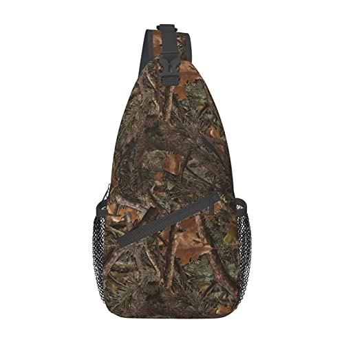 Umhängetasche mit Wald-Camouflage-Motiv, Brusttasche, Tagesrucksack, Umhängetasche für Reisen, Sport, Laufen, Wandern von DJNGN