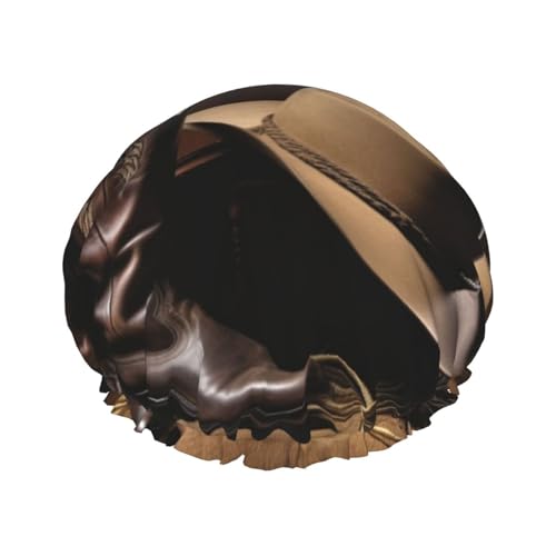 Duschhaube für Damen, Cowboy, schwarzer Hut, Westernstiefel, Duschhaube, wiederverwendbar, wasserdicht, Duschhaube, waschbar, Gummiband, Badehaarmut, doppellagig, Badekappen für Männer, Frauen, Damen, Duschhaube für Damen, Cowboy, schwarzer Hut, Westernstiefel, Duschhaube, wiederverwendbar, wasserdicht, Duschhaube, waschbar, Gummiband, Badehaarmut, doppellagig, Badekappen für Männer, Frauen, Damen, von DJUETRUI