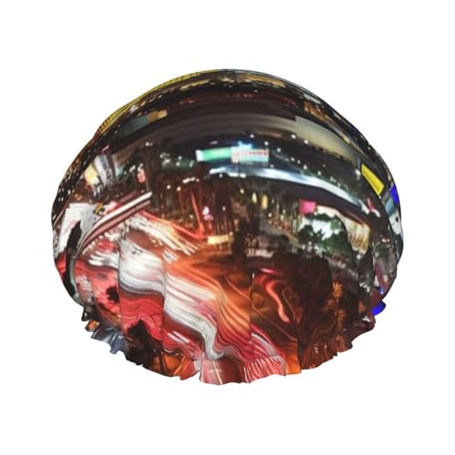 Duschhaube für Damen, Las Vegas, Nacht, Stadt, Duschhaube, wiederverwendbar, wasserdicht, waschbar, Gummiband, Badehaarmütze, doppellagig, Badekappen für Männer und Frauen, Spa, Salon Duschhaube für Damen, Las Vegas, Nacht, Stadt, Duschhaube, wiederverwendbar, wasserdicht, waschbar, Gummiband, Badehaarmütze, doppellagig, Badekappen für Männer und Frauen, Spa, Salon von DJUETRUI