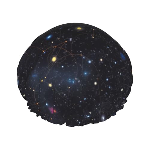 Duschhaube für Frauen, Sternbild, Sternhaufen, Galaxien, Duschhaube, wiederverwendbar, wasserdicht, waschbar, Gummiband, Badehaarmut, doppellagig, Badekappen für Männer, Frauen, Damen, Spa-Salon Duschhaube für Frauen, Sternbild, Sternhaufen, Galaxien, Duschhaube, wiederverwendbar, wasserdicht, waschbar, Gummiband, Badehaarmut, doppellagig, Badekappen für Männer, Frauen, Damen, Spa-Salon von DJUETRUI