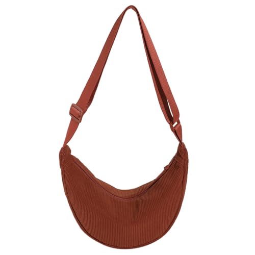 DKIIL NOIYB Lässige Umhängetasche aus Cord Halbmond Tasche Cord Hobo Tasche Halbmond Tasche Retro Crossbody Bag für Damen Retro Bauchtasche Geeignet zum Einkaufen Dating Reisen und Arbeiten von DKIIL NOIYB