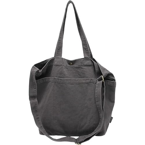 DKIWQXE Tragetasche aus Segeltuch, Umhängetasche, Kuriertasche, spritzwassergeschützt, lässig, Hobo-Schultertasche für Männer und Frauen, Arbeit, Einkaufen, Grau von DKIWQXE