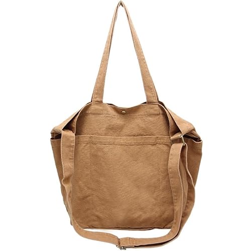 DKIWQXE Tragetasche aus Segeltuch, Umhängetasche, Kuriertasche, spritzwassergeschützt, lässig, Hobo-Schultertasche für Männer und Frauen, Arbeit, Einkaufen, Khaki von DKIWQXE