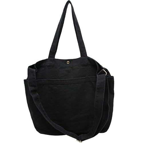 DKIWQXE Tragetasche aus Segeltuch, Umhängetasche, Kuriertasche, spritzwassergeschützt, lässig, Hobo-Schultertasche für Männer und Frauen, Arbeit, Einkaufen, Schwarz von DKIWQXE