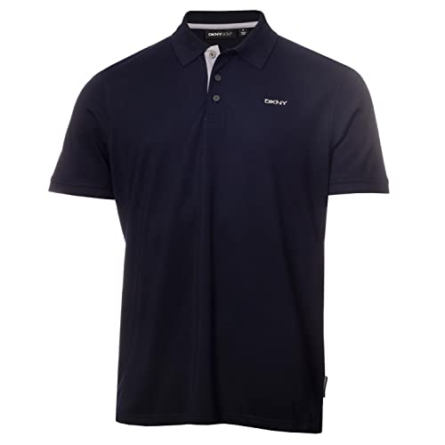 DKNY Herren Bronx Feuchtigkeitsdicking Golf Poloshirt - Marine/Silber - M von DKNY