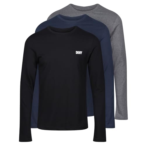 DKNY Men's Mens Long Sleeve Slim Fit Top T-Shirt, Marineblau/Kohle/Schwarz, S von DKNY