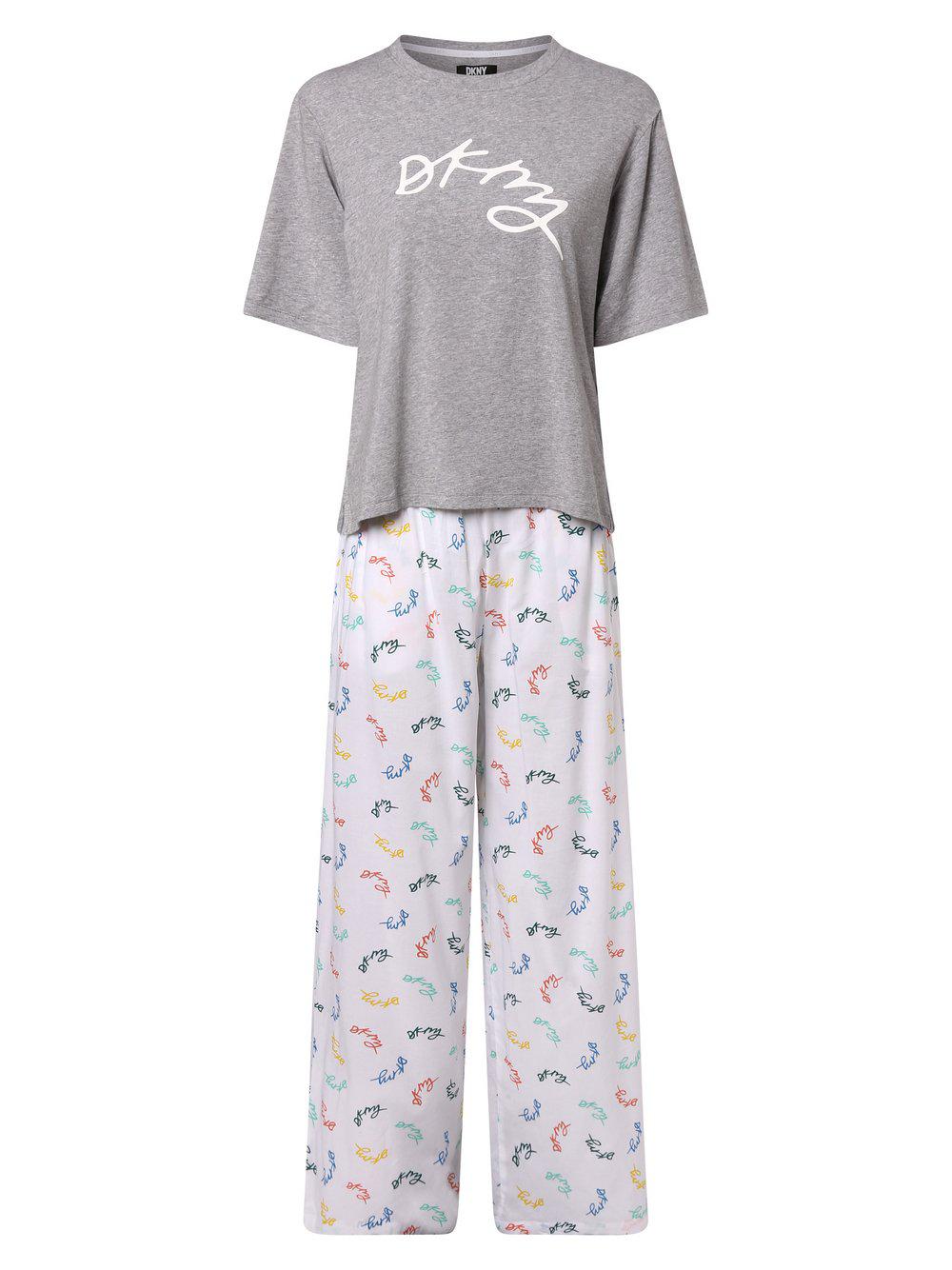 DKNY Pyjama Damen Baumwolle gemustert, hellgrau von DKNY