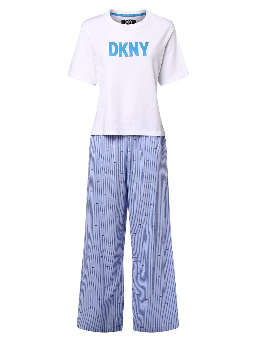 DKNY Pyjama Damen Baumwolle gestreift, weiß von DKNY