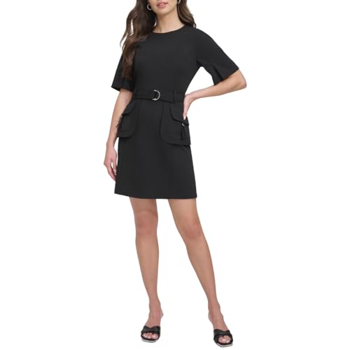 DKNY Women's Short Sleeves Utility with Ring Trims Casual Dress, Black, 42 DKNY Women's Short Sleeves Utility with Ring Trims Casual Dress, Black, 42 von DKNY
