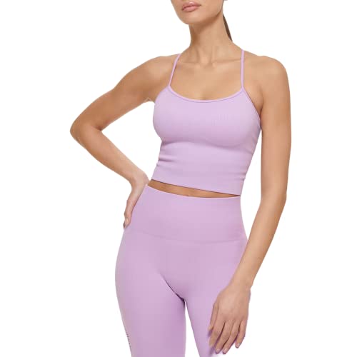 DKNY Women's Sport Rib Seamless Strappy Crop Top with Removable Cups T-Shirt, Wild Violet, Medium von DKNY