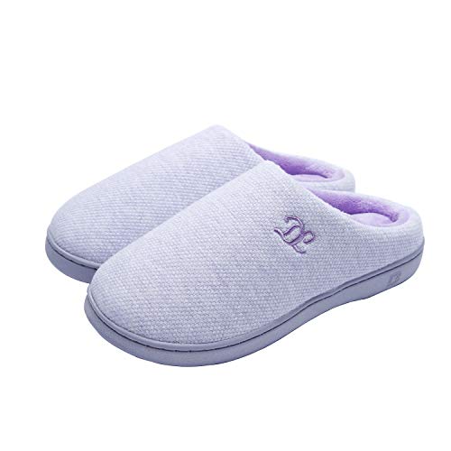 DL Hausschuhe Damen aus Rückstellschaum Winter Wärme Pantoffeln für Frauen Kuschelige Plüsch Slippers Flanell Gefütterte Geschlossen Zehen Rutschfest Puschen Schlappen,Lila,36/37 EU von DL