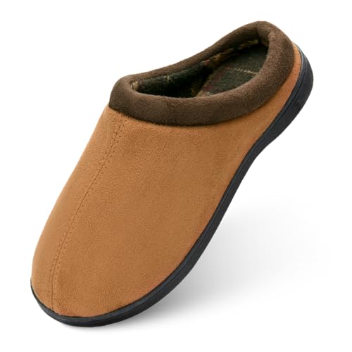 DL Herren Pantoffeln Winter Bequeme Schlappen Weich Gefütterte Hausschuh Warme Herren Winterschuhe Komfort Tuch Plüsch Schuhe Draussen Drinnen, Kaffee 40/41 von DL