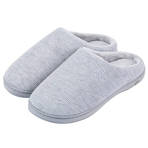 DL Hausschuhe Damen aus Rückstellschaum Winter Wärme Pantoffeln für Frauen Kuschelige Plüsch Slippers Flanell Gefütterte Geschlossen Zehen Rutschfest Puschen Schlappen,Grau,36/37 EU von DL