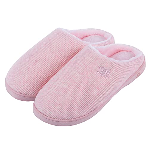 DL Hausschuhe Damen aus Rückstellschaum Winter Wärme Pantoffeln für Frauen Kuschelige Plüsch Slippers Flanell Gefütterte Geschlossen Zehen Rutschfest Puschen Schlappen,Rosa,40/41 EU von DL