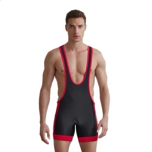 DLSMDOUS Herren Wrestling Unterhemden Ärmellose Sportunterstützer Wrestling Uniform Sport Bodysuit Jumpsuits Zum Spaß 4308 Schwarz L von DLSMDOUS