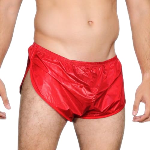 Herren Extreme Laufshorts 100% Nylon 1" Kurze Hosen Rot 2XL von DLSMDOUS