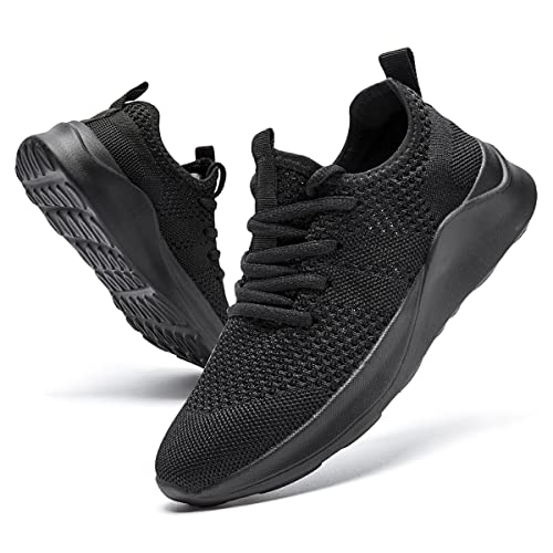 DLWKIPV Herren Laufschuhe Turnschuhe Sportschuhe Sneaker Slip On Schuhe Tennis Schuhe Straßenlaufschuhe Walking Running Freizeitschuhe Fitnessschuhe Schwarz EU 39 von DLWKIPV