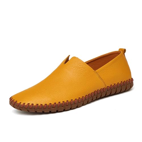 Men's Slip-on Loafers Fashion Breathable Flat Loafers Comfortable Anti-Slip Soft Sole Walking Driving Shoes(Color:Yellow,Size:EU 50) von DMGYCK