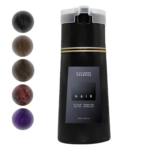 Hair Dye Shampoo,Hair Instant Dye Shampoo,Haarfarbshampoo für graues Haar,Hair Color Shampoo Haarpflege für Haar und Kopfhaut,Mildes natürliches Haarfärbeshampoo,für Männer und Frauen (Schwarz) von DMJUZE