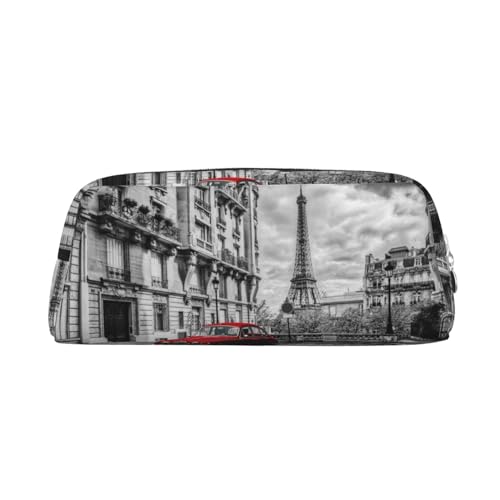 DNBCLEZK City Street Federmäppchen aus Leder, niedliches Auto, für Mädchen und Jungen, personalisierbar, Federmäppchen, Schreibwaren, Aufbewahrungstaschen, silber, Einheitsgröße, Taschen-Organizer von DNBCLEZK