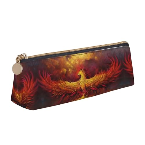 DNBCLEZK Fantasy Phoenix Federmäppchen für Mädchen und Jungen, bedrucktes Leder, niedlich, personalisierbar, weiß, Einheitsgröße, Taschen-Organizer von DNBCLEZK