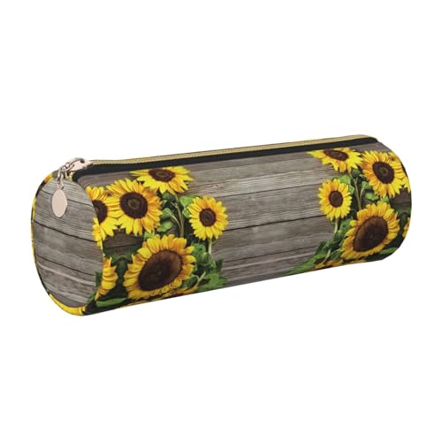 DNBCLEZK Federmäppchen aus Holz, Motiv: Sonnenblumen, niedlich, rund, Premium-Reißverschluss, langlebiger Metallabzieher, Designer-Schreibwaren-Organizer für Schule, Büro, gold, Einheitsgröße DNBCLEZK Federmäppchen aus Holz, Motiv: Sonnenblumen, niedlich, rund, Premium-Reißverschluss, langlebiger Metallabzieher, Designer-Schreibwaren-Organizer für Schule, Büro, gold, Einheitsgröße von DNBCLEZK