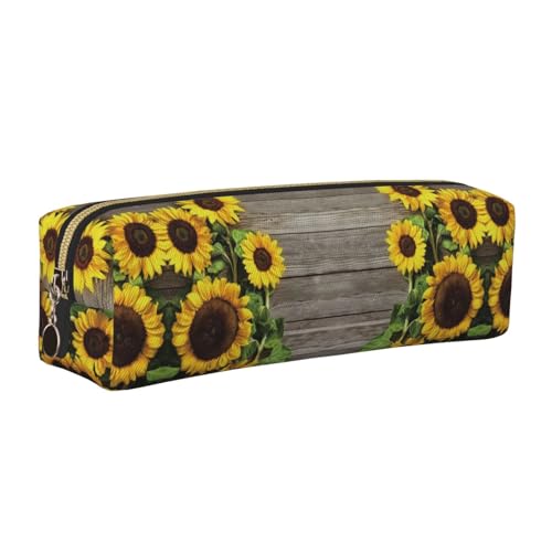DNBCLEZK Federmäppchen aus Holz, Motiv: Sonnenblumen, niedliches Leder-Federmäppchen, hochwertiger glatter Reißverschluss, langlebiger Metallabzieher, Designer-Schreibwaren-Organizer für Schule, Büro DNBCLEZK Federmäppchen aus Holz, Motiv: Sonnenblumen, niedliches Leder-Federmäppchen, hochwertiger glatter Reißverschluss, langlebiger Metallabzieher, Designer-Schreibwaren-Organizer für Schule, Büro von DNBCLEZK