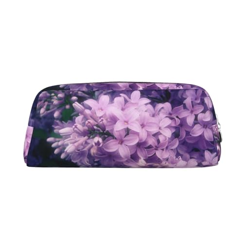 DNBCLEZK Federmäppchen aus Leder mit violetten Blumen, für Mädchen und Jungen, personalisierbar, Federmäppchen, Schreibwaren, Aufbewahrungstaschen, silber, Einheitsgröße, Taschen-Organizer von DNBCLEZK