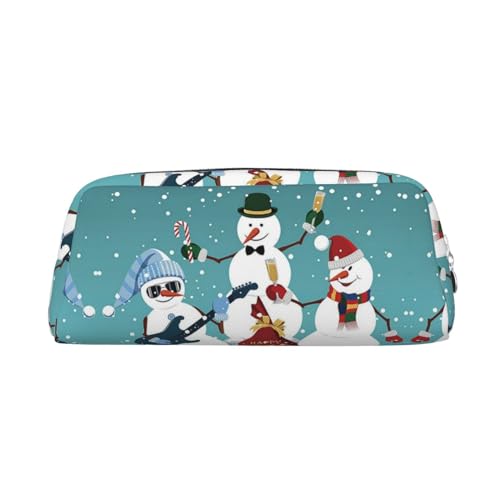 DNBCLEZK Federmäppchen mit Weihnachtsmotiv und Schneemann, niedliches Leder-Federmäppchen für Mädchen und Jungen, personalisierbar, silber, Einheitsgröße, Taschen-Organizer von DNBCLEZK