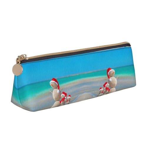 DNBCLEZK Federmäppchen mit Weihnachtsmütze von The Sea, für Mädchen und Jungen, bedrucktes Leder, niedlich, personalisierbar, weiß, Einheitsgröße, Taschen-Organizer von DNBCLEZK