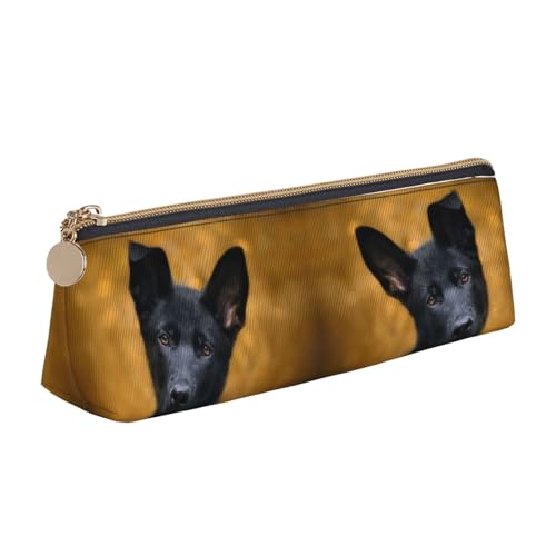 DNBCLEZK Federmäppchen mit deutschem Hund, für Mädchen und Jungen, bedrucktes Leder, niedlich, personalisierbar, weiß, Einheitsgröße, Taschen-Organizer von DNBCLEZK